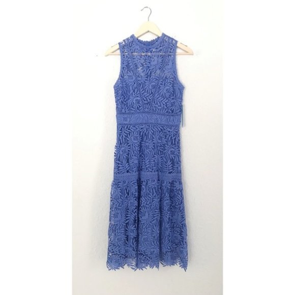 ANTONIO MELANI Blue Lace Midi Dress - Picture 2 of 15